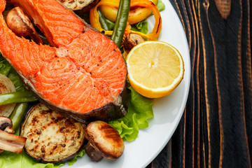 Crispy roasted salmon steak