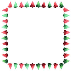 Frame of confetti. Green and red frame. Christmas tree. Border. Scenery