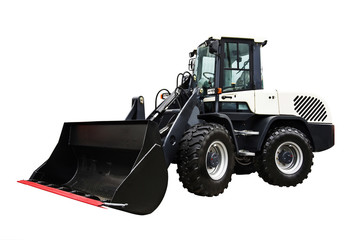 Bulldozer isolated on white.