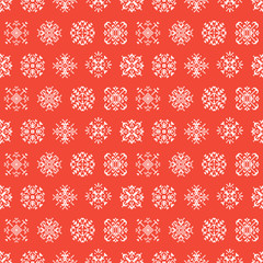 Christmas Winter Holidays Snowflakes Pixel Seamless Background. Vector Pattern