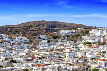 Fototapeta na wymiar A view of the ancient city of Lindos. Rhodes Island, Greece