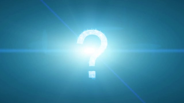 Question mark exploding forming letters numbers transition idea help faq answer