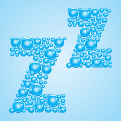 Bubbles in blue. Alphabet of bubbles. Eps 10.