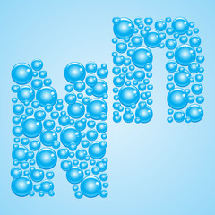 Fototapeta na wymiar Bubbles in blue. Alphabet of bubbles. Eps 10.