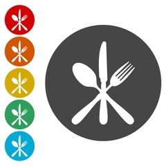 Dessert fork, knife, teaspoon sign icon. Cutlery collection set symbol 