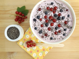 smoothie with yoghurt, decorated with  berries