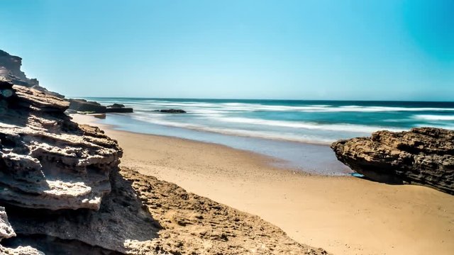 3-Axis timelapse of a rock on the beach in Morocco. Shot in 4k.
