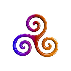 3d illustration of triskel icon isolated on white background