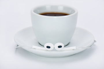 Cup of the with headphone