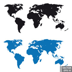 World map. Silhouette. Terrain. Earth. For your design.