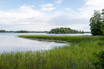 Reflections in the calm lake water