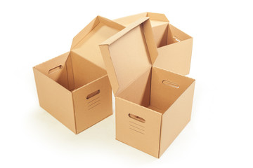 Cardboard boxes isolated over white background