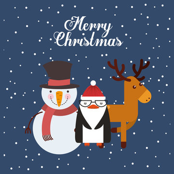 happy merry christmas character vector illustration design