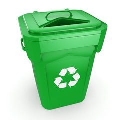 3D rendering Green recycling Bin