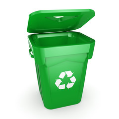 3D rendering Green recycling Bin