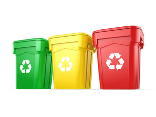 3D rendering Multicolor Recycling Bins