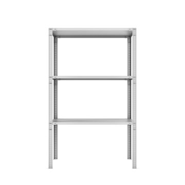 Rendering of three-storey light metal rack isolated on the white background.