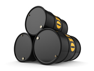 3D rendering Black oil barrels