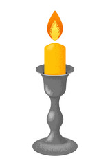 Illustration of candelabrum with flaming candle
