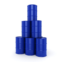 3D rendering blue barrels