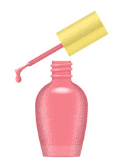Open bottle of nail polish. Isolated on white