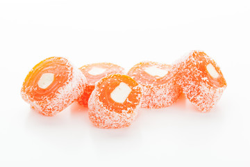 Tasty Turkish delight isolated on white