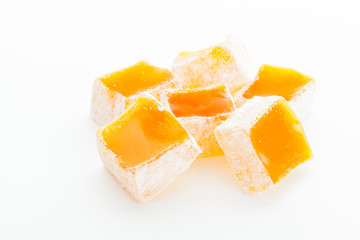 Tasty Turkish delight isolated on white