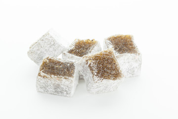 Tasty Turkish delight isolated on white