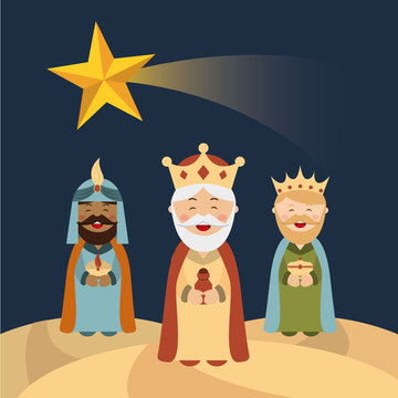 happy merry christmas manger character vector illustration design