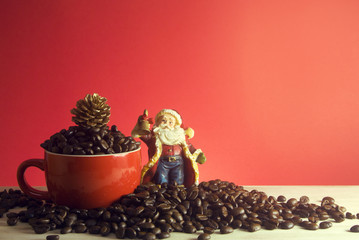 santa and coffee bean cup