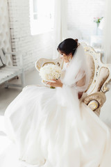 bride in white room