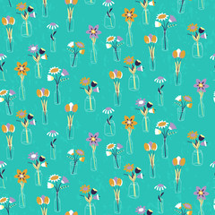 Fototapeta premium Seamless pattern with beautiful flowers.