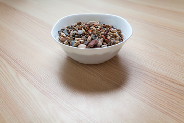 Gravel meal on a table