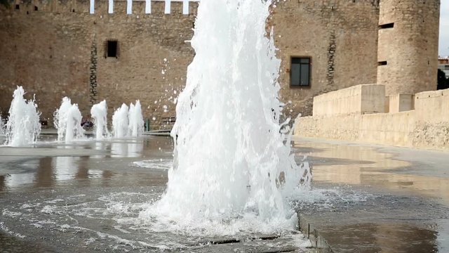 water spirt at the Altamira Castle (Alcázar de la Señoría) in Elche city, Alicante, Spain