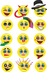 Complete flat emoji 3d - obrazy, fototapety, plakaty