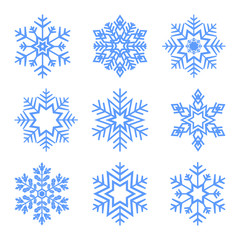 Blue christmas snowflakes set