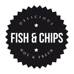 Fish and Chips vintage black stamp