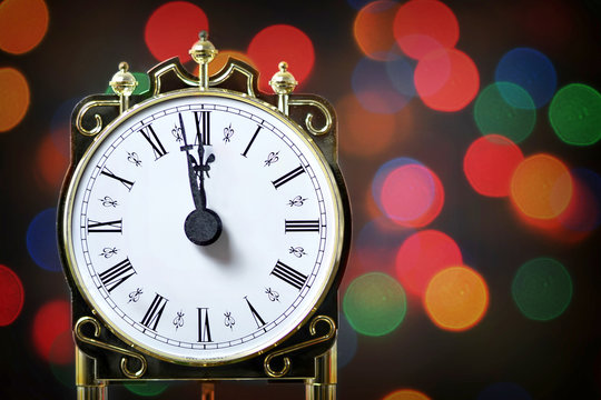 New Year countdown vintage clock. Christmas and New Year background concept