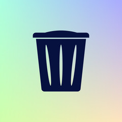 Flat paper cut style icon of trash can