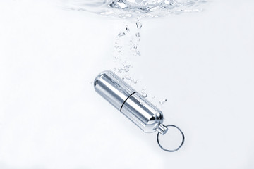 waterproof aluminum container in the water