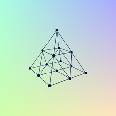 Wire frame shape. Pyramid with connected lines and dots