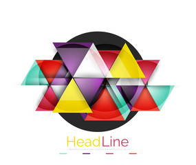 Colorful triangles on white background