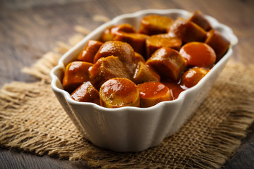 Currywurst - fried sausage with ketchup