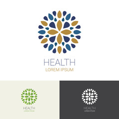 Flower Spa Healthy Yoga Hotel and Resort Logo Symbol, Vector illustration