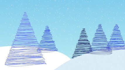 snow scape Christmas tree background, with room for graphics, text and logos