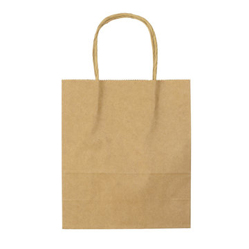 Empty Paper bag isolated on white background.