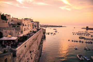 Panorama of Otranto at sunset. - obrazy, fototapety, plakaty