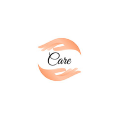 Isolated hand care logo. Human palms logotype. Skincare icon. Vector illustration.