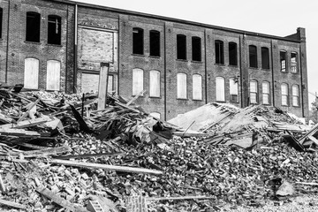 Former Automotive Warehouse Demolition. Old Rust Belt Factories Make Way for New Construction IV