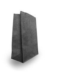 black paper bag isolated on white background with clipping path.